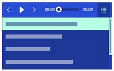 Responsive blue audio player with playlist