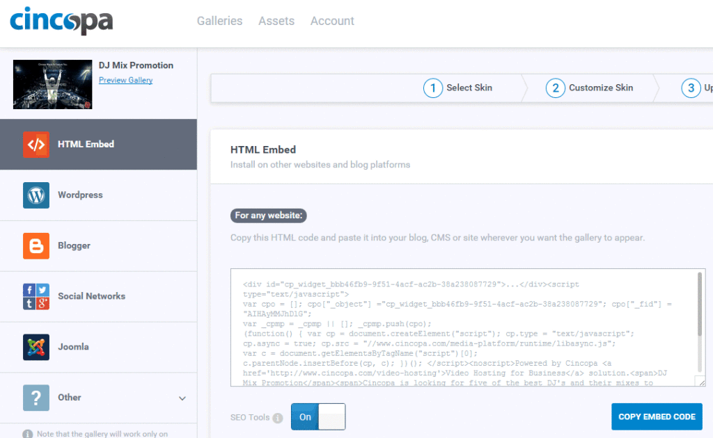Cincopa’s New and Improved Embed Page UI