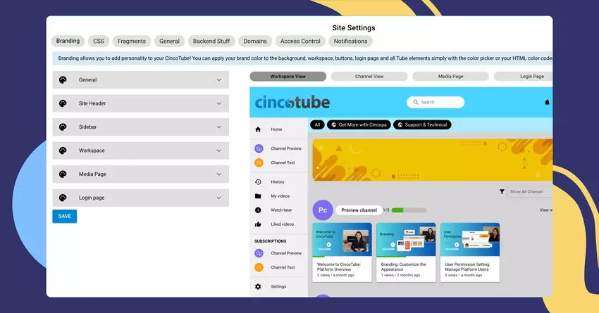 Branding & Customization on CincoTube