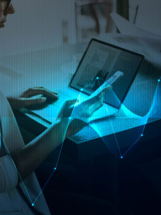 Employee watching a compliance training video with interactive quiz