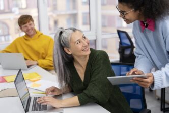 Educator reviewing quiz results to improve course material